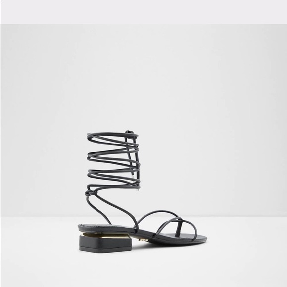 ALDO | Black Strappy Ankle Tie Sandals - Picture 4 of 8
